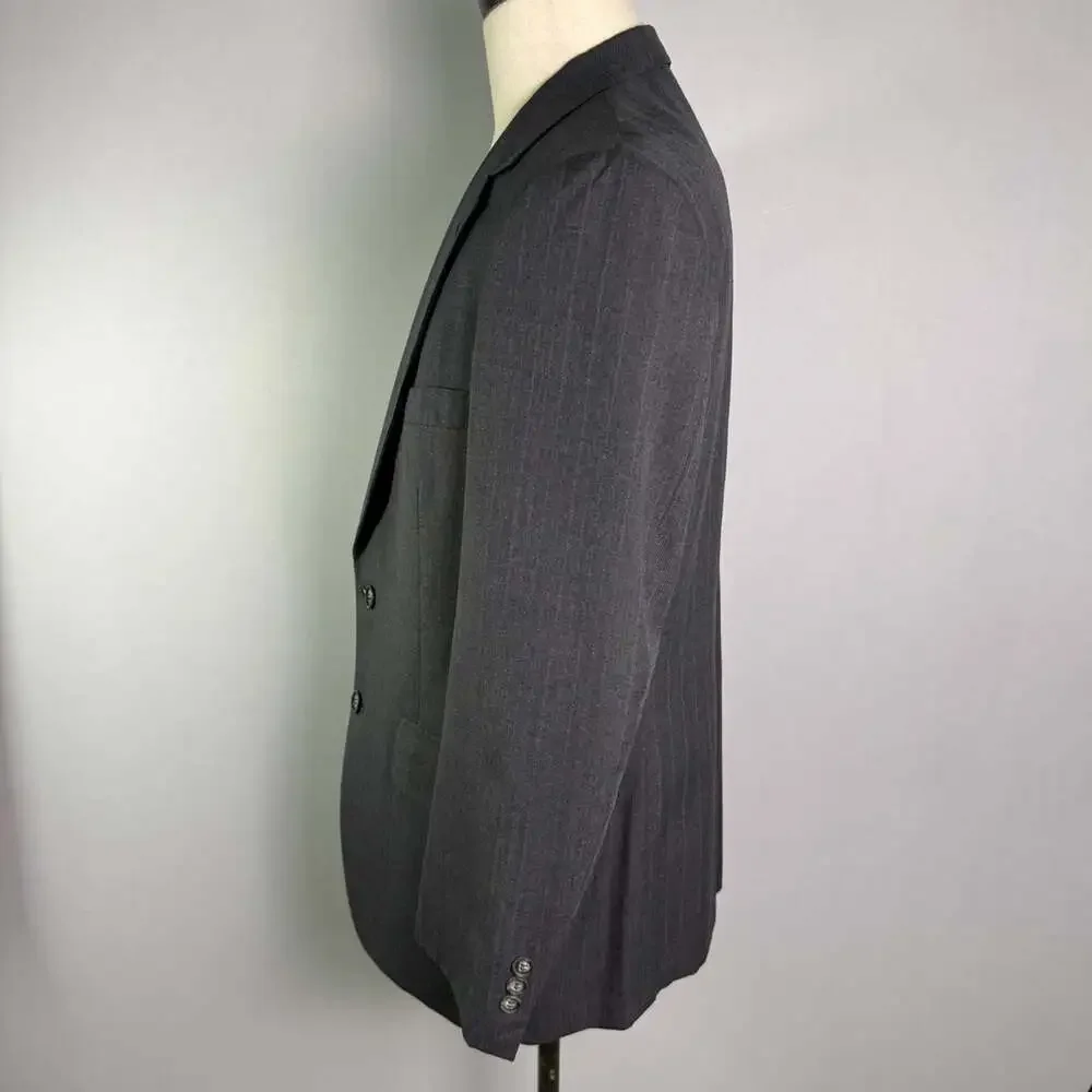 Johnny Carson Vintage 40R Charcoal Gray Pinstripe Suit Jacket Blazer Tailored